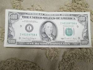 Vintage $100.00 bill US Currency...