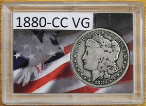1880 CC Carson City Morgan Dollar VG Very Good condition in patriotic case