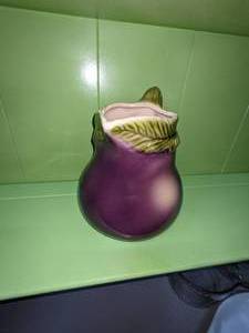 lot 25 image: Hand Painted Eggplant Pitcher, Made in Italy