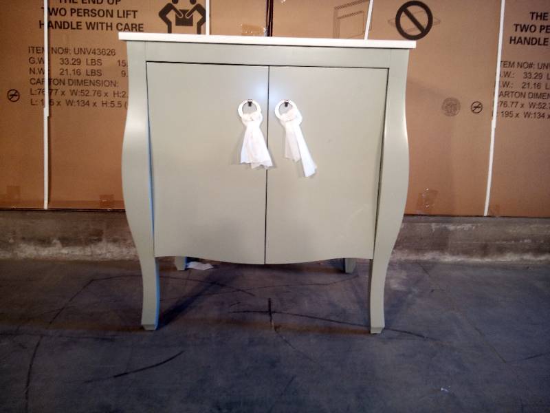 Savoy 31 in. W x 22 in. D Bath Vanity in Antique Grey with White Marble Vanity Top in White with White Sink