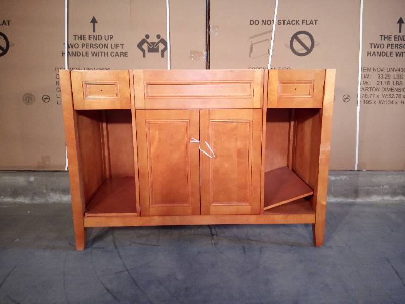 49 in. W x 22 in. D Vanity in Rich Cinnamon (small damage front)