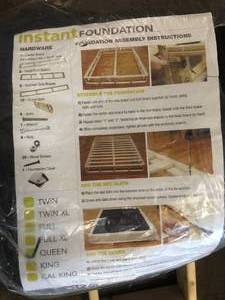 lot 7 image: Queen size wood platform bed frame - open box not used - see pictures