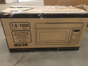 lot 28 image: 1.6 cu. ft. Over the Range Microwave in White by Unbranded- open box not used - see pictures