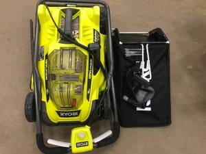 lot 42 image: 40V Brushless 20 in. Cordless Battery Walk Behind Push Lawn Mower  by RYOBI- open box not used- not tested -CHARGER & BATTERY NOT INCLUDED see pictures