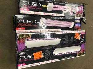 lot 43 image: 2 ft. 60-Watt Heavy-Duty White Hydroponic LED Non-Dimmable Indoor and Outdoor Linkable Vertical Grow Light Fixture by Feit Electric- set of 4 - mixed condition- see pictures