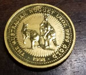 1998 AUSTRALIA $25 GOLD NUGGET 14 OZ .9999 FINE GOLD