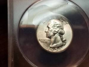 1954-S WASHINGTON QUARTER MS65 ANACS