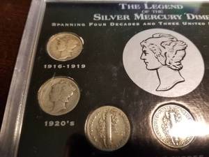 LEGEND OF THE MERCURY DIME 7 COIN SET IN PLASTIC