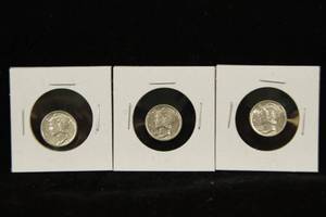 (3) US Mercury Silver Dime Coins