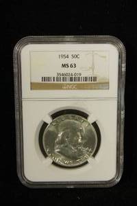 1954-P Franklin Silver Half Dollar Coin - NGC MS-63
