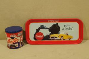 Coca Cola Tray and Pepsi Tin Container