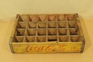 Wood Coca Cola Crate - Yellow