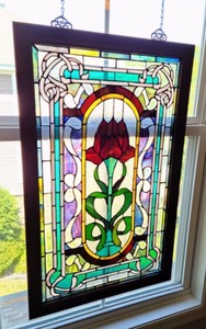 lot 20 image: Amazing Hanging Stained Glass Panel