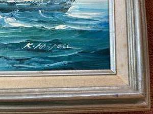 lot 176 image: Oil On Canvas Ship Painting By K. Haskell