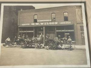 lot 181 image: Vintage Steam Engine  Hardware Store Framed Art