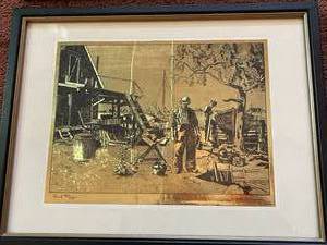 lot 185 image: 4 Metallic Lionel Barrymore Framed Art Pieces