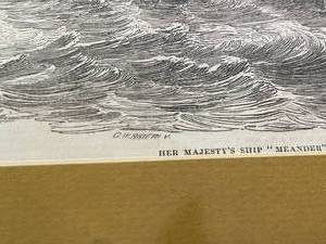 lot 187 image: Her Majestys Ship Meander in a Squall. In The Straights of Magellan Framed Art