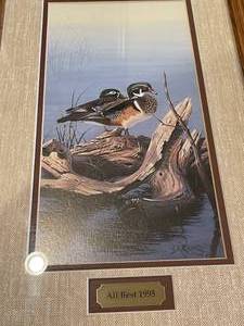 lot 204 image: Wood Duck Framed Art By Derk