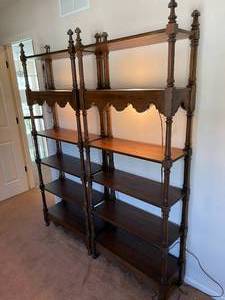 lot 312 image: 2 Lighted 6 Shelf Wooden Display Units