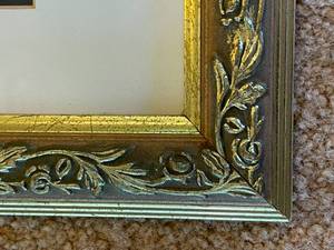 lot 328 image: Reading Girl Framed Art In Ornate Gold Frame