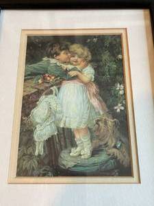 lot 331 image: Boy, Girl and Admiring Friend Framed Art
