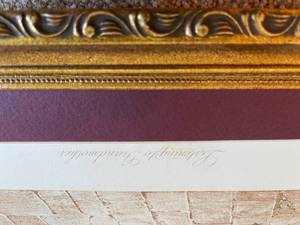 lot 347 image: Listening To Grandmother Photo Etching From A Painting By Silvio Rotta  In Ornate Gold Frame