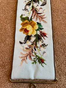 lot 348 image: Embroidered Floral Wall Hanging With Brass Accents