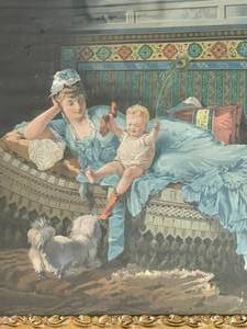 lot 353 image: Vintage Mother And Child In Ornate Frame