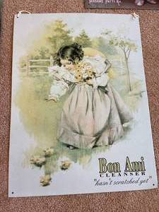 lot 357 image: Collection Of 5 Tin Laundry  Soap Related Wall Hangings