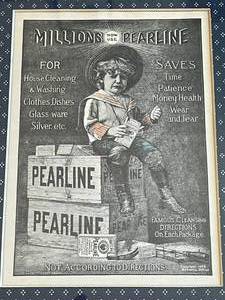 lot 363 image: Vintage Pearline Soap Framed Art Advertisement