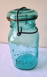 lot 80 image: Three Blue Ball Jars w Lids