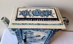 lot 232 image: Painted Wood Teapot Wall Cabinet