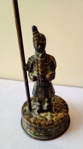 lot 251 image: Decorative Chinese Soldier Candleholders