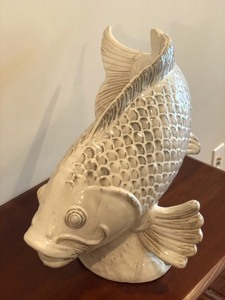 lot 106 image: White Ceramic Koi Fish