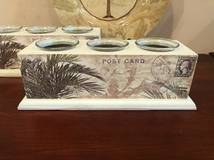 lot 125 image: Palm Tree Plate with Candle Holders