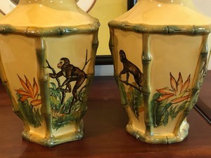 lot 123 image: Framed Art by George Crionis and 2 Decorative Vases