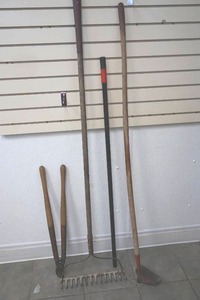 Rake, pruner, hoe