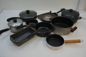 Kitchen pots, pans, more