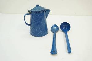 Coffee pot and spoons