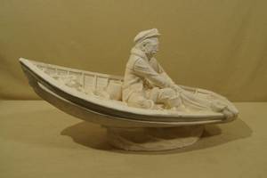 lot 77 image: Large Ceramic Boat with Fisherman