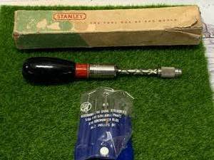 Vintage Stanley No.133H Spiral Screwdriver with Box, Bits