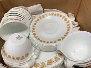 Large Lot of Vintage Butterfly Gold Dishes