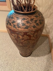 lot 37 image: Tall Ceramic  Vase with Decorative Fill