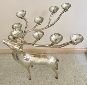 lot 70 image: Silver Tray and Reindeer Candle Holder