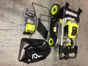 lot 112 image: 40V HP Brushless 21 in. Battery Walk Behind Push Lawn Mower with 7.5 Ah Battery and Rapid Charger by RYOBI Customer Returns See Pictures
