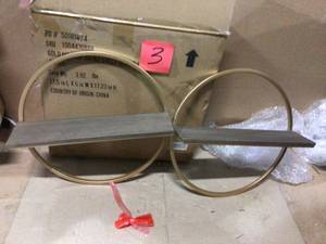 lot 3 image: 15 in. H x 15 in. W x 4 in. D Wood and Gold Metal Wall-Mount Round Floating Shelf (Set of 2) Customer Return See pictures