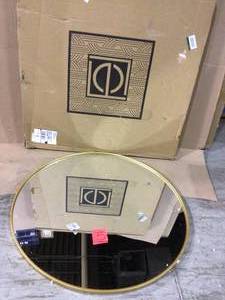 lot 5 image: Elegant Lighting Eternity 39 Diameter Circular Beveled Metal Framed Bathroom Mirror Model MR4839BR Customer Return See pictures
