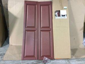 lot 16 image: 15 in. x 75 in. Polypropylene 4-Board Closed Board and Batten Shutters Pair in Vineyard Red by Ply Gem Customer Return See pictures