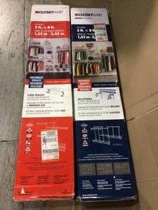 lot 18 image: SuperSlide 5 ft. to 8 ft. 12.9 in. D x 96 in. W x 86.3 in. H White Ventilated Wire Steel Closet System Organizer Kit by ClosetMaid Customer Return See pictures