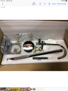 lot 31 image: 1-Handle Freestanding Floor Mount Roman Tub Faucet Bathtub Filler with Hand Shower in Chrome by AKDY Customer Return See pictures